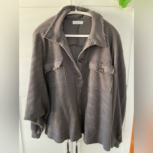 Shop Talulah oversized Henley, size large, dark grey